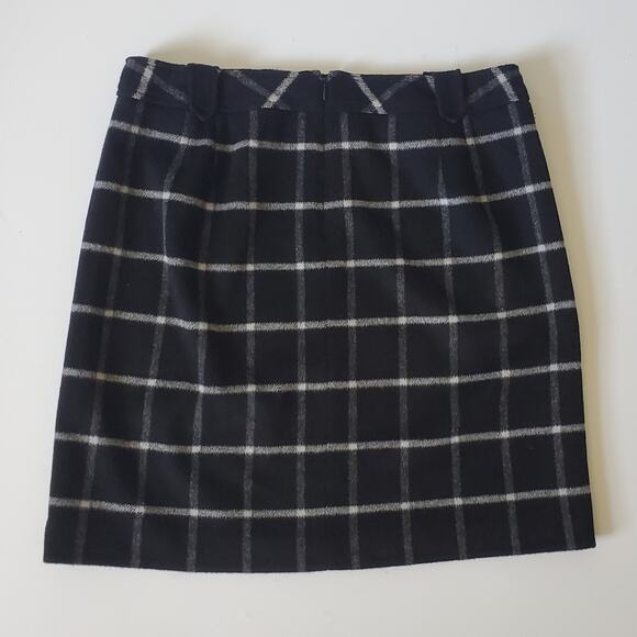 Talbots Wool Blend Flannel Mini Skirt Black Plaid NEW Academia Preppy Twee - Picture 2 of 14